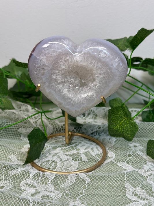 Druzy Agate Heart on a Stand