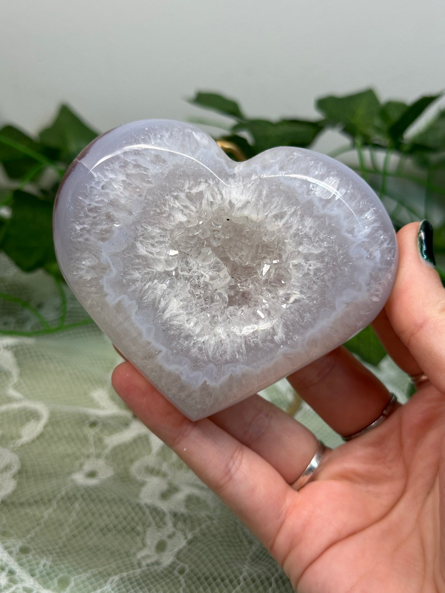 Druzy Agate Heart on a Stand