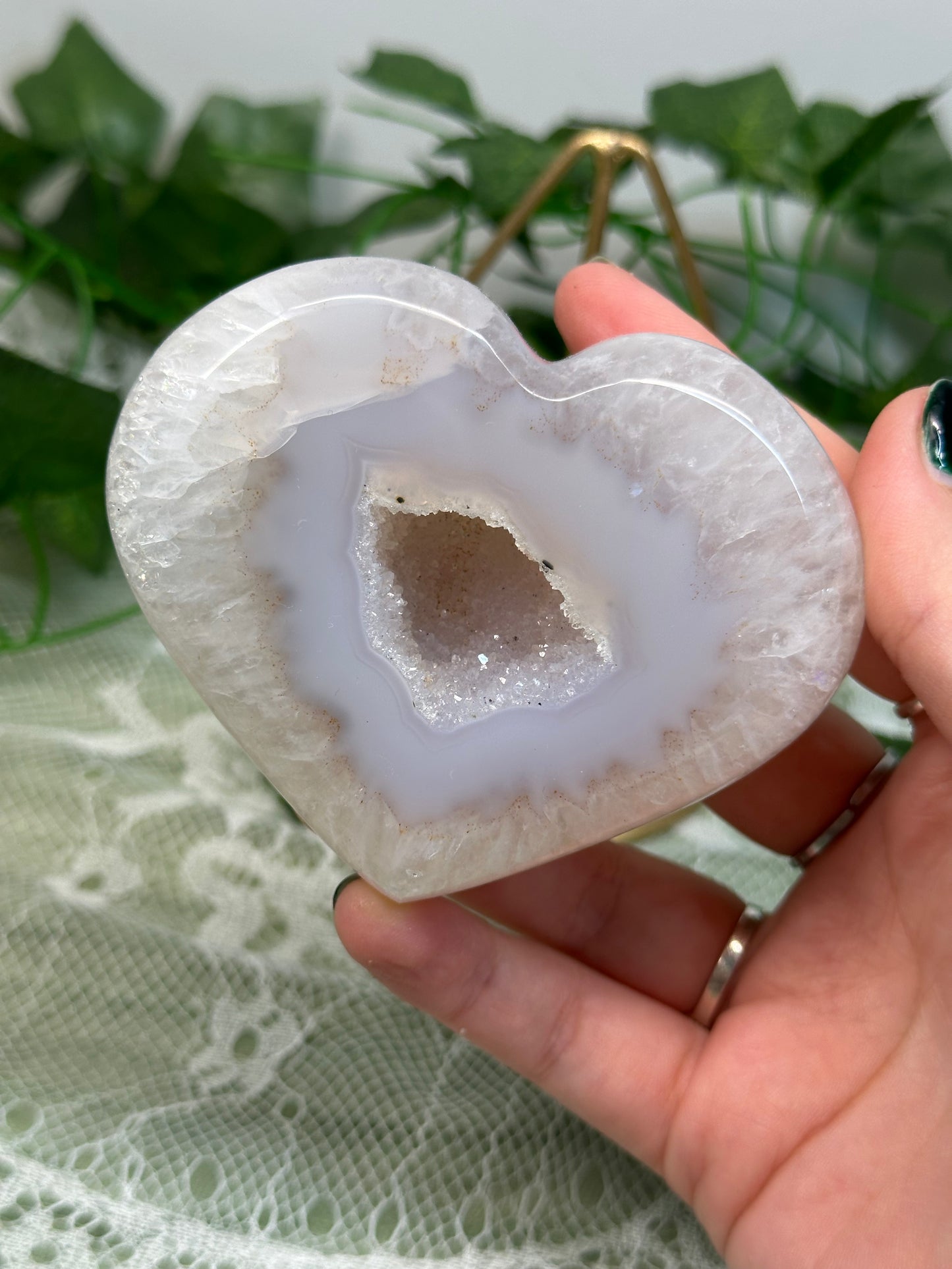 Druzy Agate Heart on a Stand